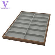 All tool store-New 12 Grids Walnut Wooden Glasses Storage Rack Sunglasses Display Tray Eyewear Eyegl