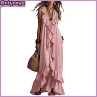 Rotyroya Casual Loose Dress Women Bohemian Dress Women’s Bohemian Summer Maxi Dress – Sleeveless Dee