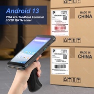 Handheld Grip PDA Terminal Android 13 4G Network 4GB+64GB 1D/2D Barcode Scanner NFC UHF