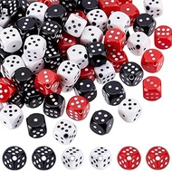 SUNNYCLUE 1 Box of 120 Pieces Cube Beads in 3 Colours Casino Party Beads Red Black White Plastic Acr