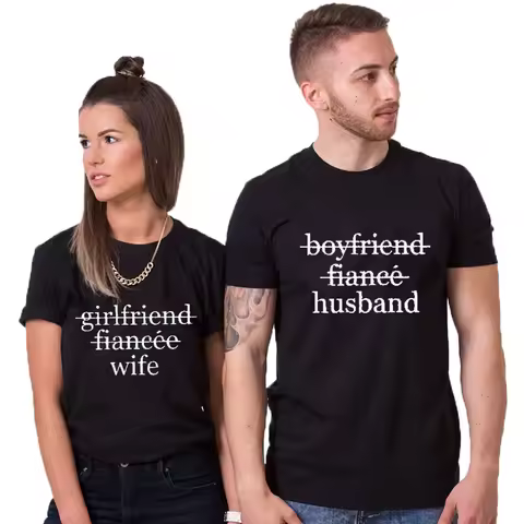 Couple Tshirt Girlfriend Wife Boyfriend Fiancee Husband Couples Matching Honeymoon Shirts Wedding Gi