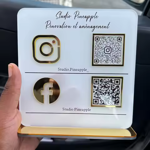 Business Signs Instagram QR Code Scan For Payment Custom Social Media Display Signs Follow me Contac