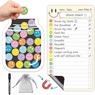 JJPRO Magnetic to Do List for Kids with Smiley Faces Reward Jar- 10" x5.5“ Home Chore Chart for Frid