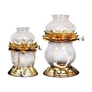 [Homyl478] Vintage Oil Lamp Lotus Flower Lamp Candle Light Oil Lantern Ghee Lamp for