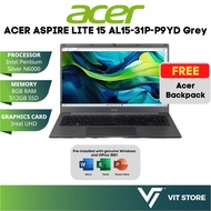ACER ASPIRE LITE 15 AL15-31P-P9YD GREY N6000 Intel UHD 8GB DDR4 512GB NVMe SSD 15.6" FHD W11 2Y OPI 