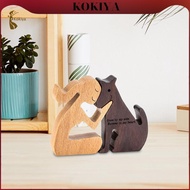 [kokiya] Man And Dog Wooden Statue Wooden Man Dog Carving Model for Dog Lover Desk