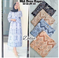 MIDI DRES ETNIK RAYON // MIDI DRES BARU