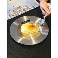 Ins Industrial Style Stainless Steel Steak Plate Pasta Salad Plate Korean Bibimbap Cold Noodle Plate