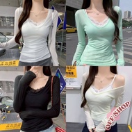 New OFF SHOP 2025 Spaghetti Strap/Sleeveless Shirt V-Neck See-Through Plain Color Stretchy Fit Women