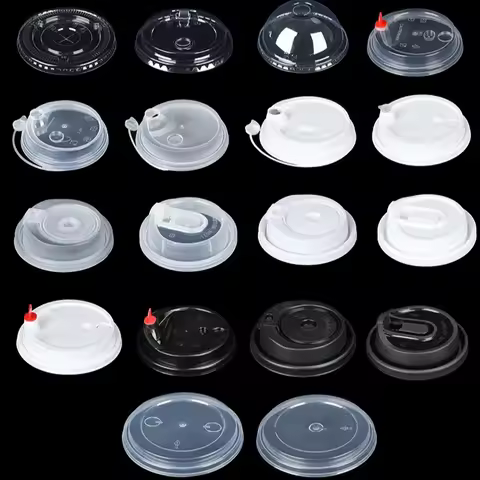 100pcs 90/95mm Diameter Disposable Cup Lid Multiple Styles of PET Transparent Cup Lids Coffee Packag