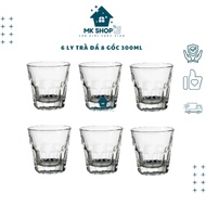 Set of 6 Transparent 300ml Dwarf 8-sided Glass Cups - Thick, Luxurious, Easy-to-Use Water, Tea, Coff