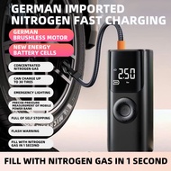 A Vehicle - Mounted Wireless Inflator Pump with An 1800 - MAh Battery Is Equipped with An LCD Screen