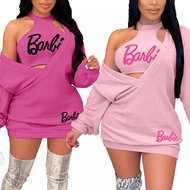 New Kawaii 2Pcs Barbie Girls Vest Sweater Dress Suit Anime Sexy Summer Autumn Women Casual All-Match Sports Hoodies Skirt Gifts