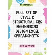 Full Set of  Civil & Structural C&S Engineering Design excel spreadsheets