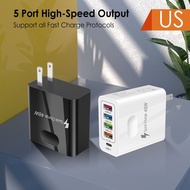 4USB Charger Five-in-One Charger 48W Multi-Port Charger PD Fast Charging Charger 4U+PD