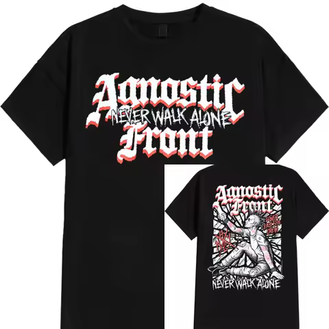 Never Walk Alone Agnostic Front Band T-shirt Cotton Graphic Tee Men Women Summer Streetwear