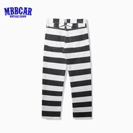 MBBCAR 2025กางเกงผู้ชายผ้าฝ้ายหนา16Oz ผ้าใบมีแถบหนักผ้าคอตตอนสำหรับฤดูร้อน