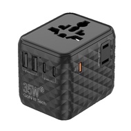 LENCENT 85W Universal Travel Power Adapter with Retractable USB C Cable, GaN International Travel Ad