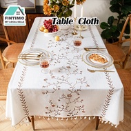 【MY】Table Cloth Cotton Linen Alas Meja Tablecloth Fabric Kain Lapik Embroidery Tassel 4/6/8 Seater K