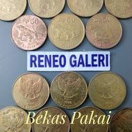 Koin Rp 50 Rupiah komodo kuning tahun campur uang kuno tanpa 1997