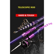 Powerful telescopic rod Carbon material 2.1-4.5m Ultra hard Strong rod waist Telescopic fishing rod 