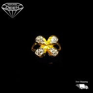 SMS DEEN Rhodium Flower Ring, ±3.0GM - Gold 916 Emas - Cincin  Bunga (Sz: 16 - 3.45GM)