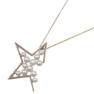 [มือสอง] สร้อยคอไข่มุกรูปดาวนามธรรม TASAKI ขนาดรอบคอ 44.5-49.5 ซม. ทองคำชมพู K18PG (ทองคำขาว) สร้อยค
