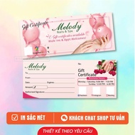 Set of 500 Gift Vouchers, Loyal Cards, Voucher Nails, Spa, Professional design on request