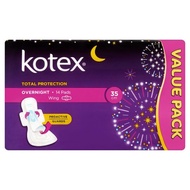 KOTEX 35cm TOTAL PROTECTION OVERNIGHT WING TWIN PACK