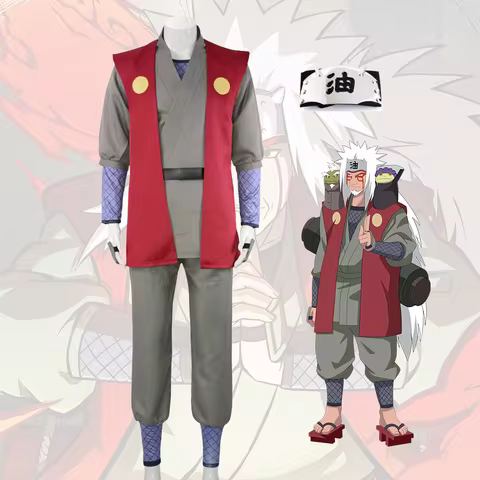 Jiraiya Cosplay Costume for Men Adult Full Set Halloween Party Anime Outfit Toad Sage Role Play Suit