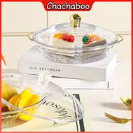 Transparent Storage Plate with Lid, Oval Gold Edge Fruit Bowl for Buffet Transparent Buffet Food Tra