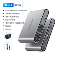 ยูเอสบีโอริโก C แท่นวางมือถือแสดงผลสามจอ65W อะแดปเตอร์ M.2คู่เคส SSD 4K60Hz HDMI-Com PD60W อีเทอร์เน