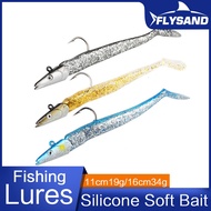 Soft Lure Bait Silicone 11cm19g/16cm34g Jig Fish Head Sinking Fishing Lure Fresh Salt Water Natural Live Vivid Body Jigging Soft Bait