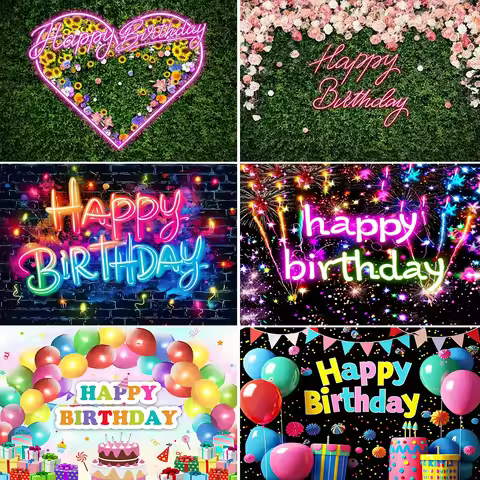 Neon Floral Pink Heart Theme Grass Happy Birthday Cake Neon Glow in The Dark Party Photography Girl