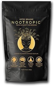 Keto Brainz C8MCT Based Nootropic - with 500mg Lion's Mane Mushroom, AlphaGPC & L-Theanine This is T