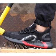 Large Size 38-45 Men Women Safety Shoes Breathable Work Labor Protection Anti-Smashing Anti-Puncture Steel Toe Construction Site Comfortable 3QZ1