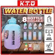2L Water Bottle 2000ml Gradient Color Frosted Bottle Water Outdoor Travel With Straw Scale Big Bottl