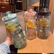 2000ml Reminder Water Bottle With Straw Scale Big Bottle 2 Liter Gym Bottle Sport Water Bottles