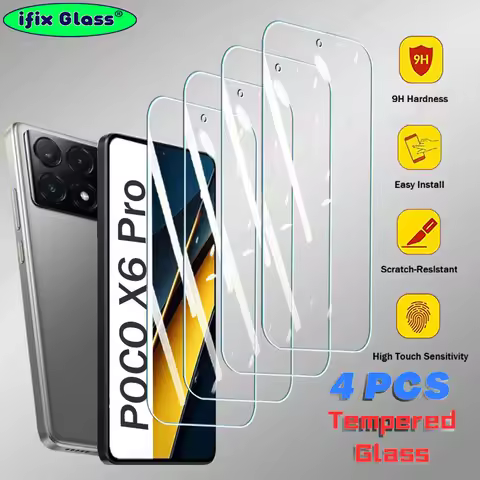 4Pcs Tempered Glass For Xiaomi POCO F6 X6 F5 X5 M6 Pro Screen Protector For POCO X6Pro F6Pro X5Pro X