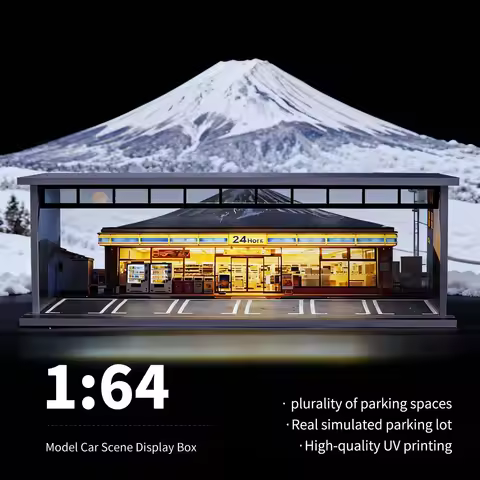 1/64 Diorama Display Case with LED Lights - Compatible with Hot Wheels Matchbox Mini GT Diecast Cars