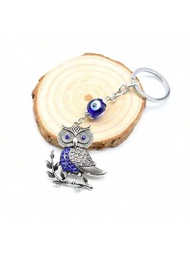 可愛貓頭鷹設計鑰匙扣,包裝吊飾掛墜,3件套節日禮物組合