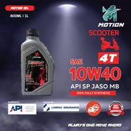 MOTION 10w40 4T 1L Fully Synthetic Scooter Motorcycle Engine Oil API SN JASO MB Minyak Pelincir Moto