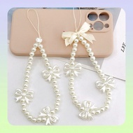 New girly heart pearl butterfly knot mobile phone lanyard,handphone charm strap、cute phone charm、lan