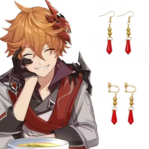 Game Genshin Impact Tartaglia Earrings Anime Jewelry Cosplay Genshin Childe Earring Fashion Accessor