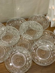 Vintage PASARI INDONESIA 🇮🇩 crystal glass plate saucer 早期 割花 印尼製 水晶玻璃 盤 水晶 玻璃 玻璃盤 小盤 圓盤 拆售