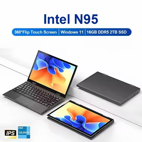 2 in 1 Touch Screen 10.95 Inch 360° Flip Laptop Intel N95 Win 11 Pro 16GB DDR5 2TB SSD Metal for Off