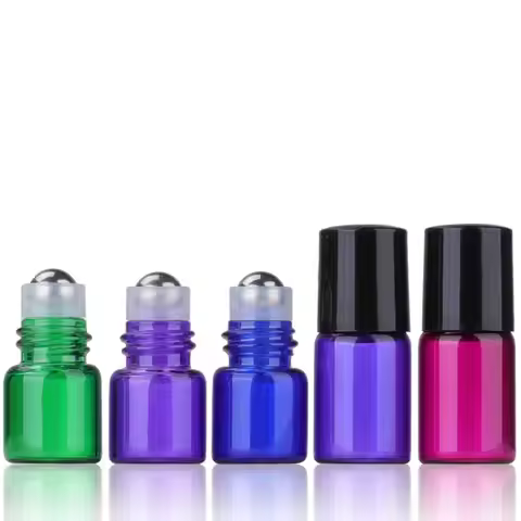 1/2/3ML MIX Colour Glass Essential Oil Aromatherapy Roller Bottle Perfume Roll on Ball Bottles Refil