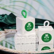 5/10pcs Saudi National Day Favor Box With Palm And Swords Emblem, White Cube Box With Green Round St