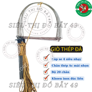 Giò bẫy gà rừng chân thép cáp se 4 khoen inox đúc bộ 20 chân