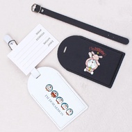 Doraemon Cartoon Print Leather Luggage Tag Luggage Decoration Luggage Anti-loss Tag Luggage Accessor